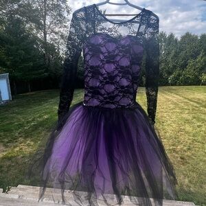 Black and Purple Lace Dance Costume